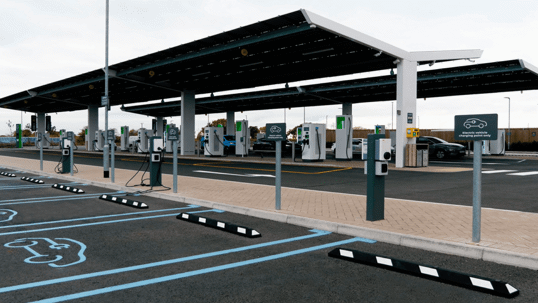 EV Charing ports in parking lot